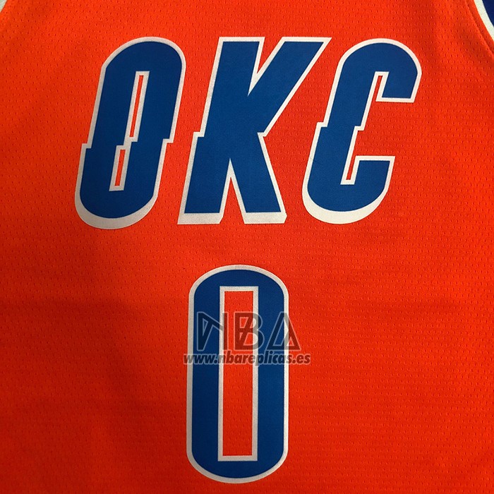 Camiseta Oklahoma City Thunder Russell Westbrook NO 0 Statement 2021 Naranja